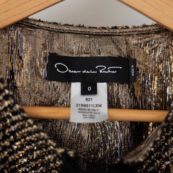 Oscar De La Renta Metallic tweed Jacket with bow size 0 - Picture 3 of 6
